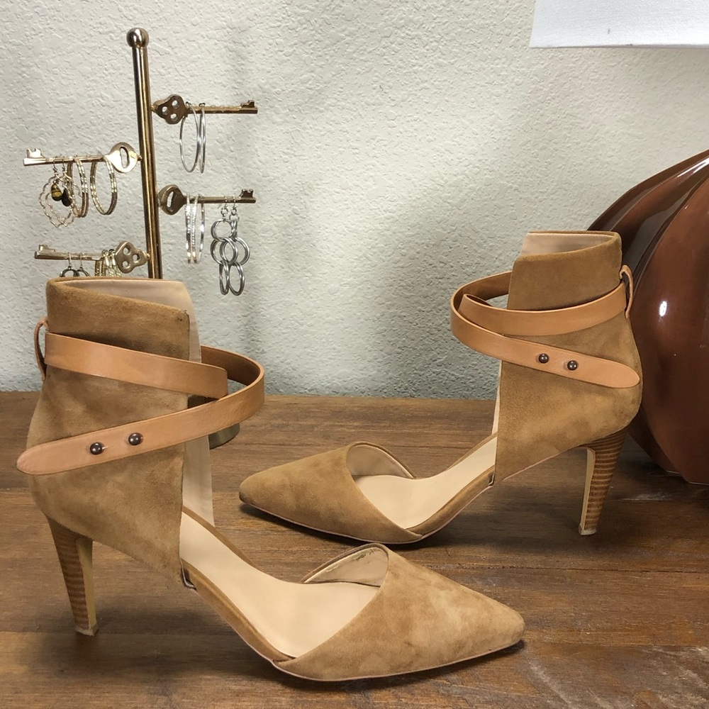 Joe’s Tan Suede Ankle Strap Stiletto Heels - Picture 4 of 8